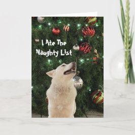 Ich aß die verrückte Liste - Husky Dog Grußkarte Karte