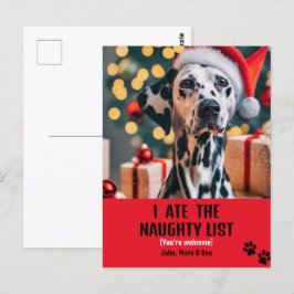 Ich aß Naughty List Haustier Foto Weihnachten Rote Postkarte