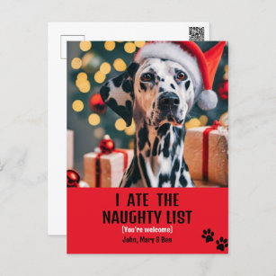 Ich aß Naughty List Haustier Foto Weihnachten Rote Postkarte