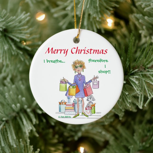 Ich atme also ich skizze der wohlhabenden Lady Keramik Ornament (Baum)