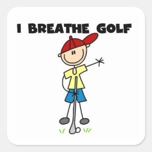 Ich atme Golf Quadratischer Aufkleber