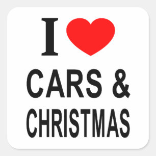 Ich ❤️ AUTOS & WEIHNACHTEN ICH LIEBE AUTOS & WEIHN Quadratischer Aufkleber