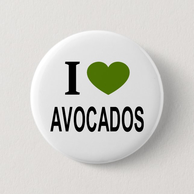 Ich ❤️ AVOCADOS mit grünem Herzen Button (Vorderseite)