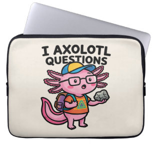 Ich Axolotl Fragen Schulkind hält Stein Neugierde Laptopschutzhülle