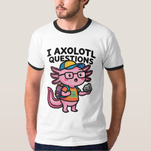 Ich Axolotl Fragen Schulkind hält Stein Neugierde T-Shirt