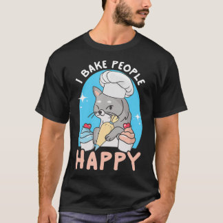 Ich backe Menschen glücklich Funny Koch Feline Cat T-Shirt