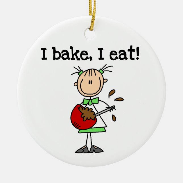 Ich backe mich esse kundenspezifische Verzierung Keramikornament (Vorne)