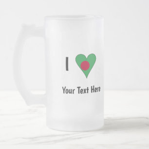Ich (Bangladesch Herz Flagge Liebe) Personalisiert Mattglas Bierglas