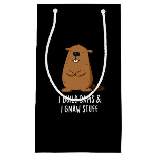 Ich baue Dams und ich gnaw Stuff Beaver Puff Dark  Kleine Geschenktüte