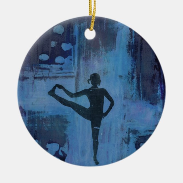 Ich behalte mein Balancen-Yoga-Mädchen Keramikornament (Vorne)