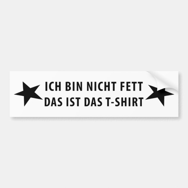 Ich Behälter nicht Fett T - Shirtikone Autoaufkleber (Vorne)