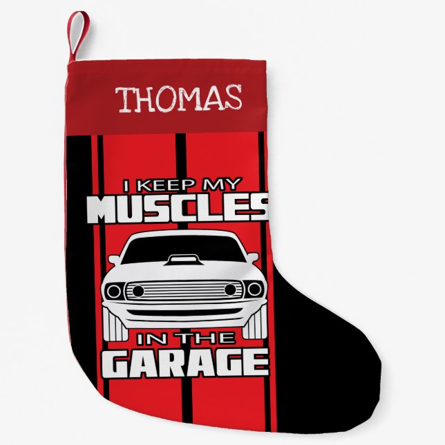 Ich Behielt meine Muskeln in der Garage Muskelkaro Kleiner Weihnachtsstrumpf (Vorderseite)