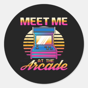 Ich bei Arcade Gamer Vaporwave Retro Video Game Runder Aufkleber