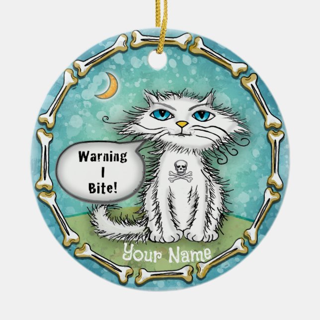 Ich beiße die Katzenbrille Keramik Ornament (Vorne)