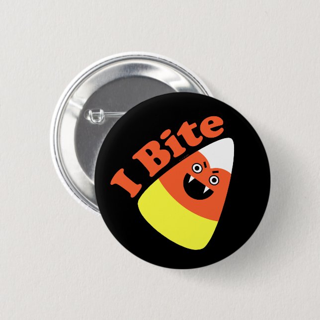 Ich beiße Halloween Candy Corn Vampire Button (Vorne & Hinten)