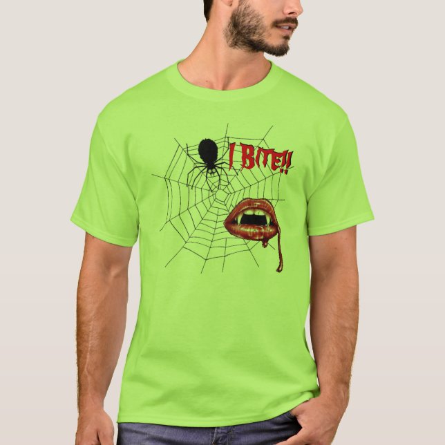 Ich beiße Männer oder Frauen T - Shirt {Limonengrü (Vorderseite)