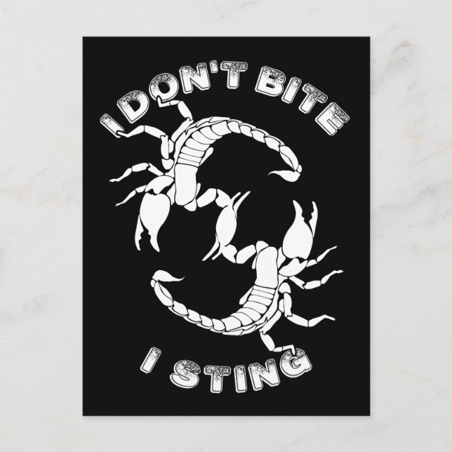 Ich beiße nicht, ich steche - Skorpio-Design Postkarte (Vorderseite)
