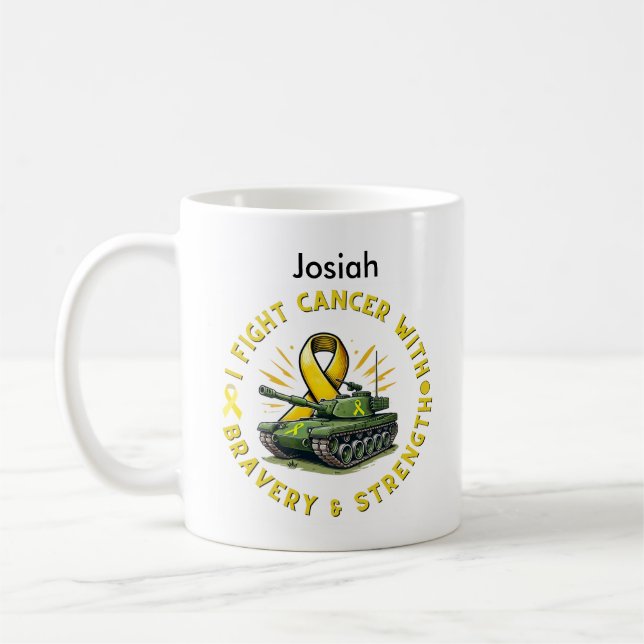 "ICH BEKÄMPFE KREBS MIT BRAVERY & STRENGTH-TASSE" KAFFEETASSE (Links)