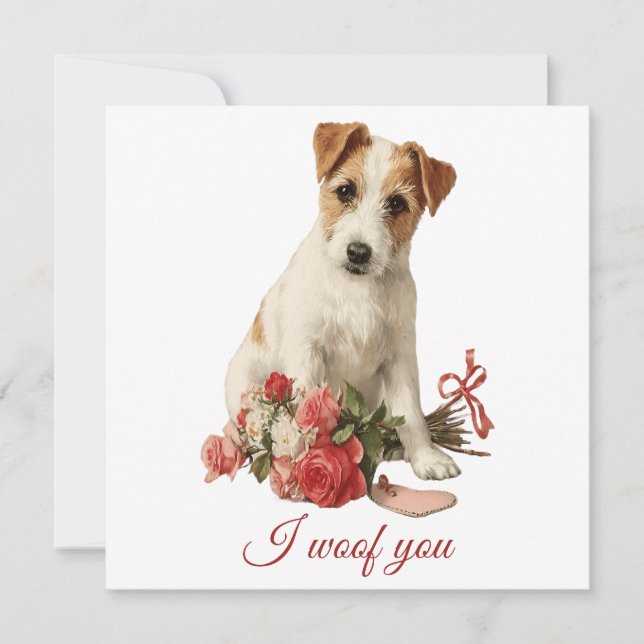 Ich belle dir Vintage Pup zum Valentinstag Karte (Vorderseite)