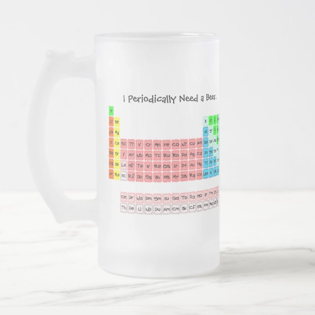 Ich benötige regelmäßig eine Bier-Periodic-Tabelle Mattglas Bierglas (Links)