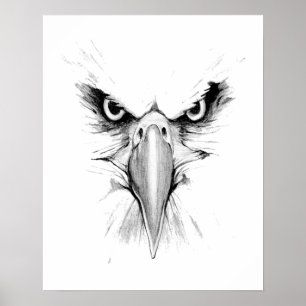 Ich beobachte dich. Adler Kopfgesicht-Tätowierung Poster
