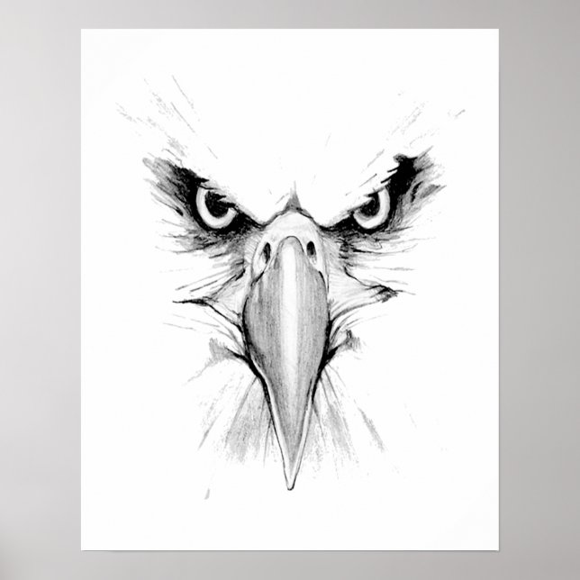 Ich beobachte dich. Eagle Headface Tattoo Poster (Vorne)
