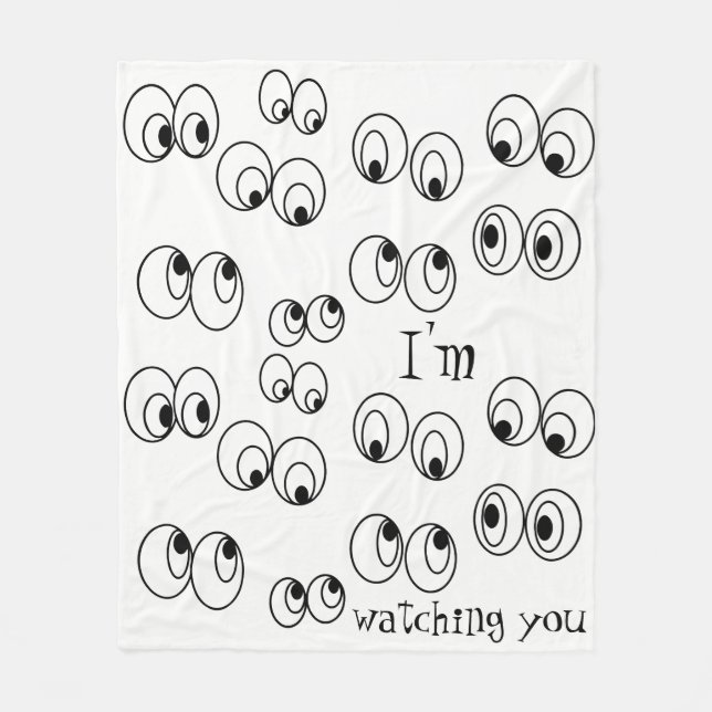 Ich beobachte dich Funny Black and White Eyeballs Fleecedecke (Vorderseite)