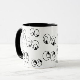 Ich beobachte dich Funny Black and White Eyeballs Tasse