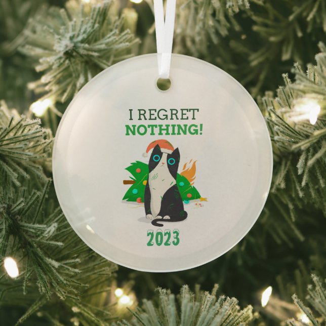 Ich bereue nichts Weihnachtskatze Ornament Aus Glas (InSitu)
