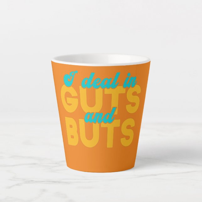 Ich beschäftige mich mit Guts and Buts Funny Gastr Milchtasse (Vorderseite)
