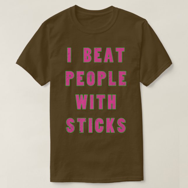 Ich besiege Menschen mit Sticks Sportler T-Shirt (Design vorne)