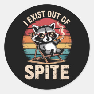 Ich bestehe aus einem spitzigen, lustigen Raccoon Runder Aufkleber