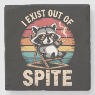 Ich bestehe aus einem spitzigen, lustigen Raccoon  Steinuntersetzer
