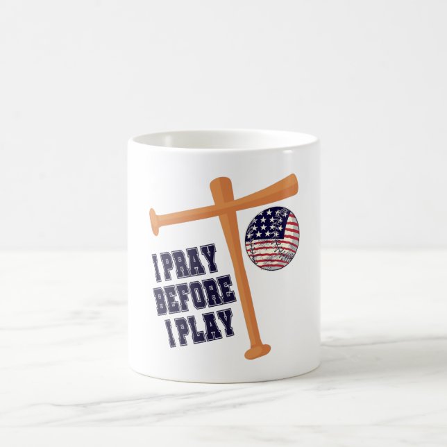 Ich bete, bevor ich Basebal Game spiele Kaffeetasse (Mittel)