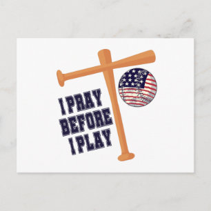 Ich bete bevor ich ein Baseballspiel spiele Postkarte