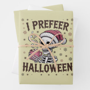 Ich bevorzuge Halloween Grusel Xmas Skelett Gothic Geschenkpapier Set