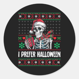 Ich bevorzuge Halloween Skeleton Xmas Familie Merr Runder Aufkleber