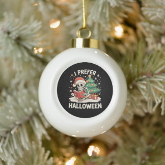 Ich bevorzuge Halloween-Skelett-Lesebuch Weihnacht Keramik Kugel-Ornament