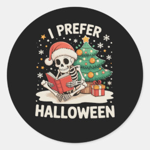 Ich bevorzuge Halloween-Skelett-Lesebuch Weihnacht Runder Aufkleber