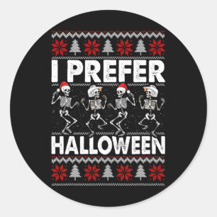 Ich bevorzuge Halloween-Weihnachts-Sweater-Tanz Runder Aufkleber