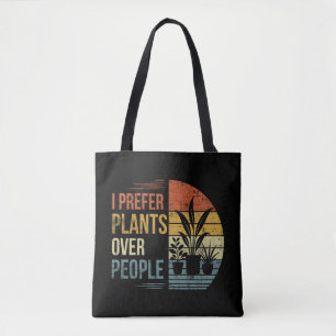 Ich bevorzuge Pflanzen gegenüber Menschen Retro-Pf Tasche