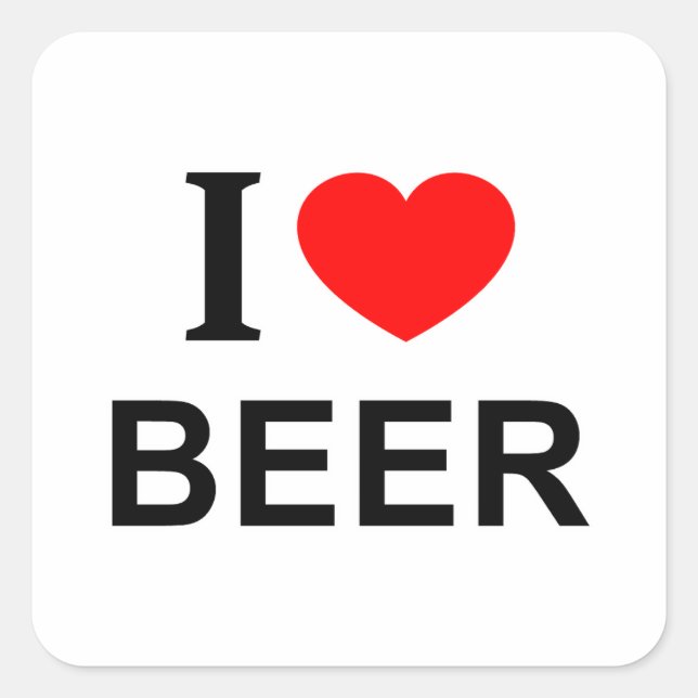 ICH ❤️ BIER I LIEBE BIER ICH HERZ BIER QUADRATISCHER AUFKLEBER (Vorderseite)