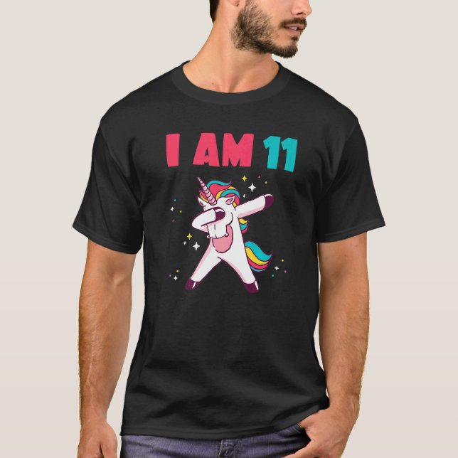 Ich bin 11 Jahre Magisches Dabbing Einhorn T-Shirt (Vorderseite)
