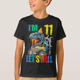 Ich bin 11 Roll Monster Truck Dinosaur T - Shirt
