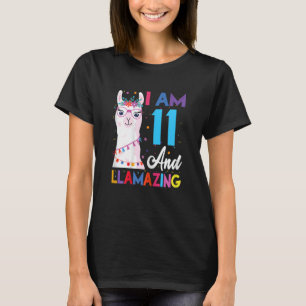 Ich bin 11 und lammernde Lama Boys Girls zum Gebur T-Shirt