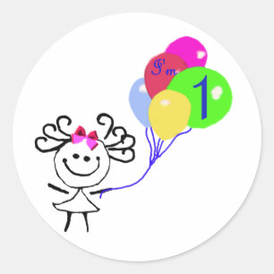 Ich bin 1 Strichmännchen Runder Aufkleber