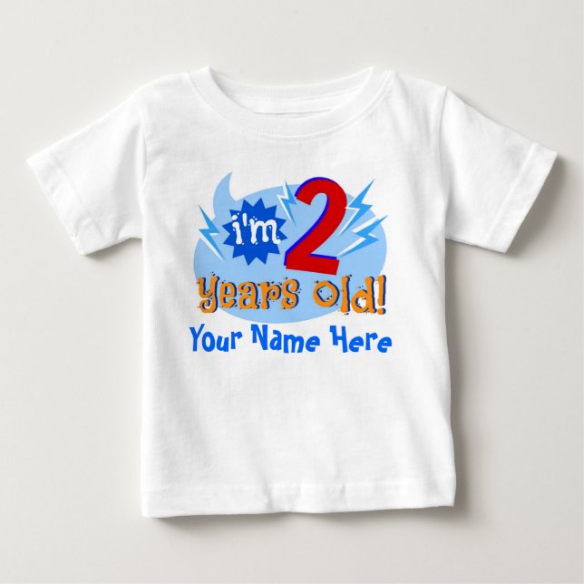 Ich bin 2 Jahre alt! (Personalisieren mit dem Name Baby T-shirt (Vorderseite)