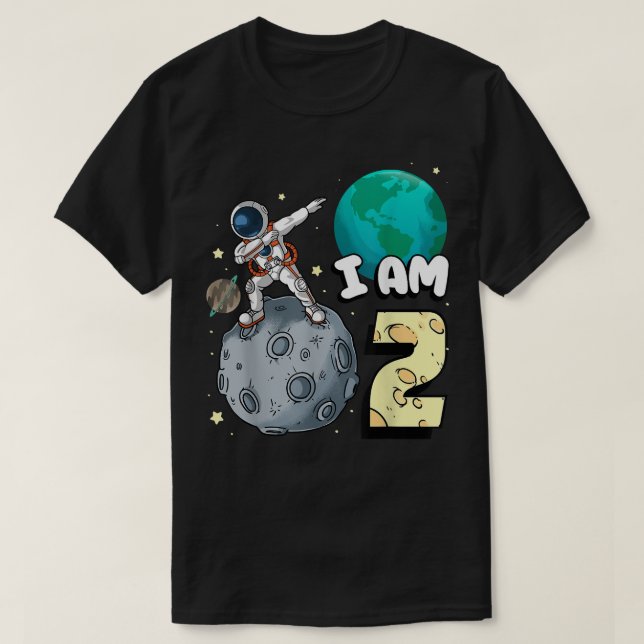 Ich bin 2 Space Astronaut Kid Moon Walker 2. Gebur T-Shirt (Design vorne)