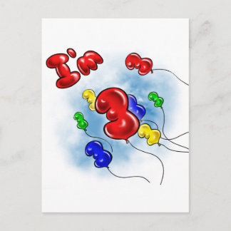 Ich bin 3! Ballons Postkarte