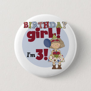 Ich bin 3 Geburtstag Girl Tshirts und Geschenke Button